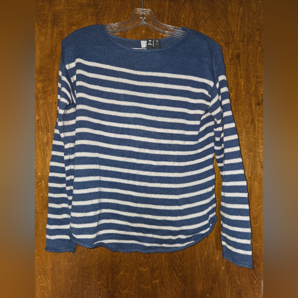 Old Navy Blue and White Crew Neck Sweater Nautical Stripes